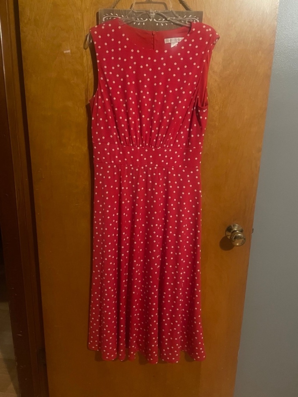 London Times Red Polka Dot Sleeveless Dress